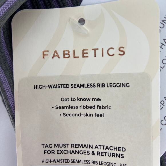 Fabletics Leggings Size S High Waist Ankle Seamless Ribbed Purple Gray - Picture 12 of 14